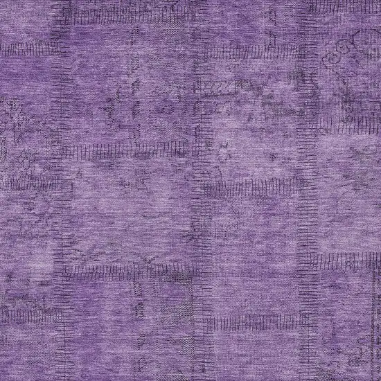 Purple Eggplant And Gray Patchwork Washable Indoor Outdoor Area Rug Photo 5