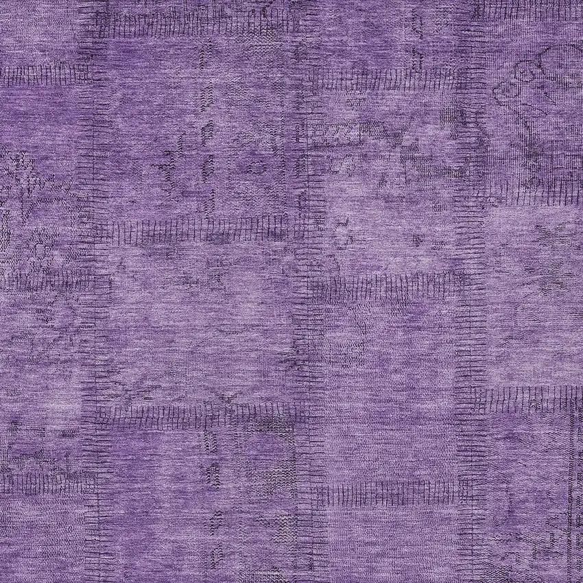 Purple Eggplant And Gray Patchwork Washable Indoor Outdoor Area Rug Photo 5
