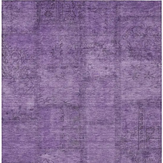 Purple Eggplant And Gray Patchwork Washable Indoor Outdoor Area Rug Photo 6