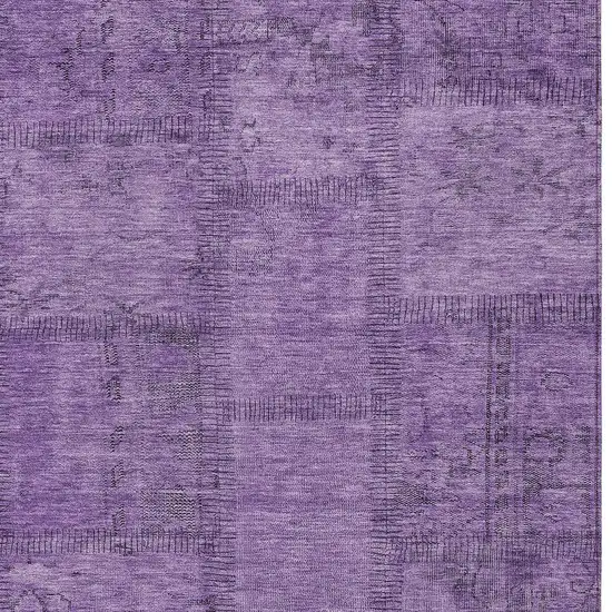 Purple Eggplant And Gray Patchwork Washable Indoor Outdoor Area Rug Photo 5