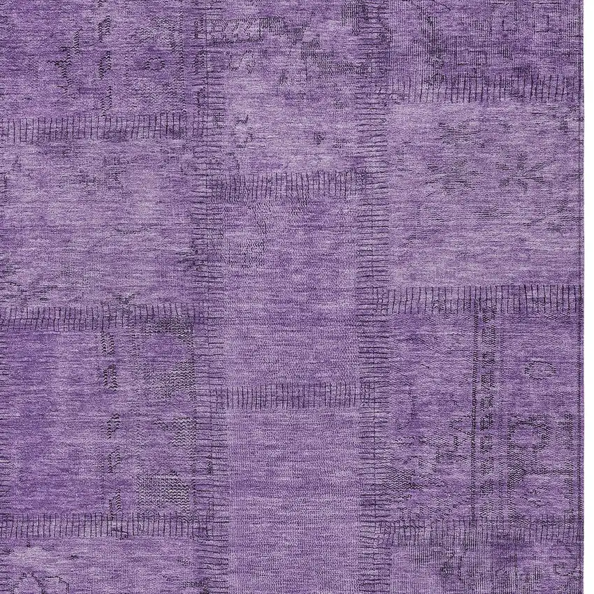 Purple Eggplant And Gray Patchwork Washable Indoor Outdoor Area Rug Photo 5