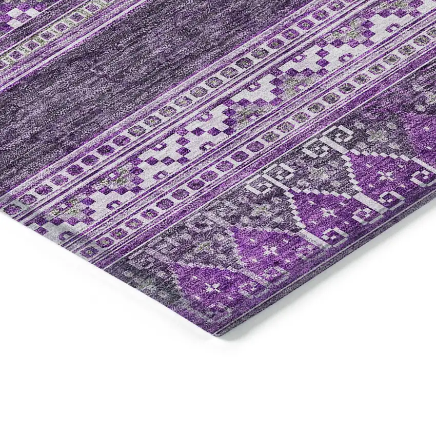 Purple Eggplant And Gray Southwestern Washable Indoor Outdoor Area Rug Photo 2