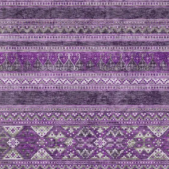 Purple Eggplant And Gray Southwestern Washable Indoor Outdoor Area Rug Photo 4