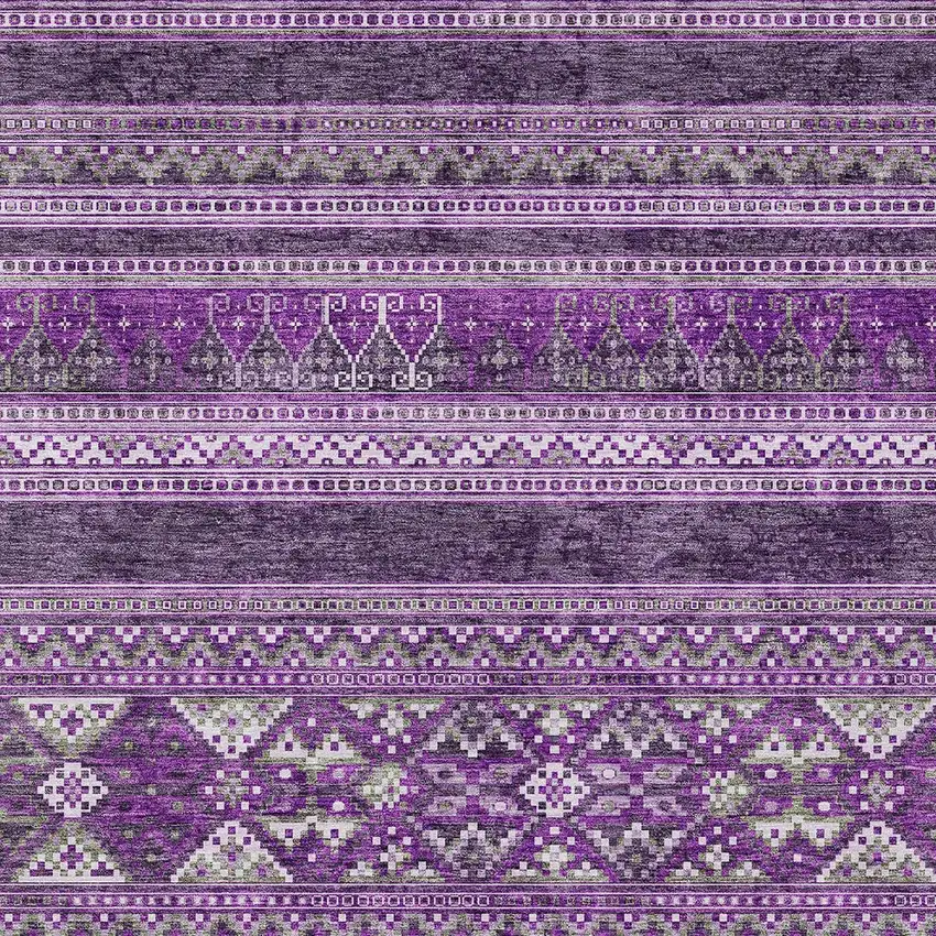 Purple Eggplant And Gray Southwestern Washable Indoor Outdoor Area Rug Photo 4