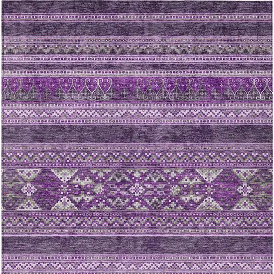 Purple Eggplant And Gray Southwestern Washable Indoor Outdoor Area Rug Photo 4
