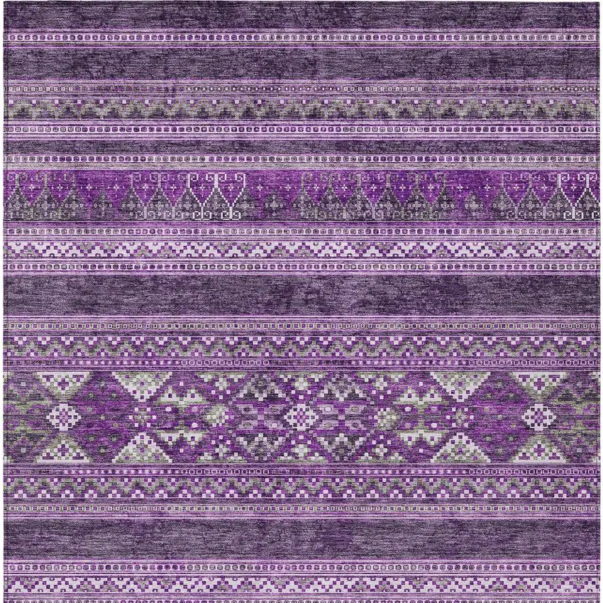 Purple Eggplant And Gray Southwestern Washable Indoor Outdoor Area Rug Photo 4