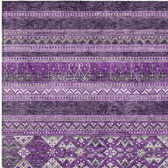 Purple Eggplant And Gray Southwestern Washable Indoor Outdoor Area Rug Photo 4