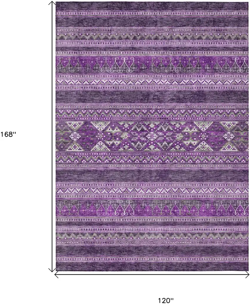 Purple Eggplant And Gray Southwestern Washable Indoor Outdoor Area Rug Photo 3