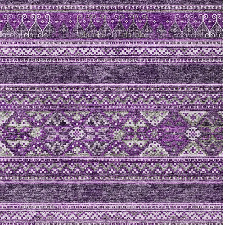 Purple Eggplant And Gray Southwestern Washable Indoor Outdoor Area Rug Photo 4