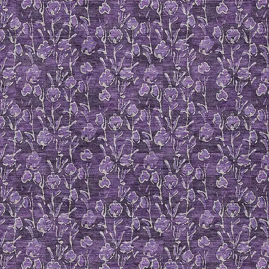 Purple Eggplant And Ivory Floral Washable Indoor Outdoor Area Rug Photo 5