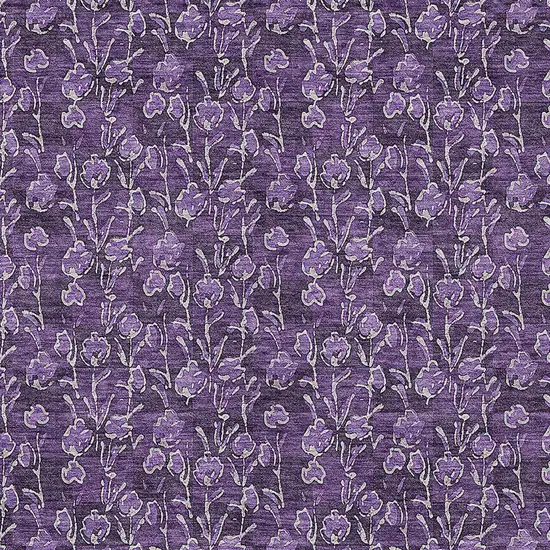 Purple Eggplant And Ivory Floral Washable Indoor Outdoor Area Rug Photo 5