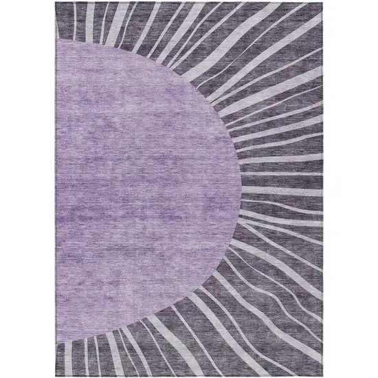 Purple Eggplant And Lavender Abstract Washable Indoor Outdoor Area Rug Photo 2