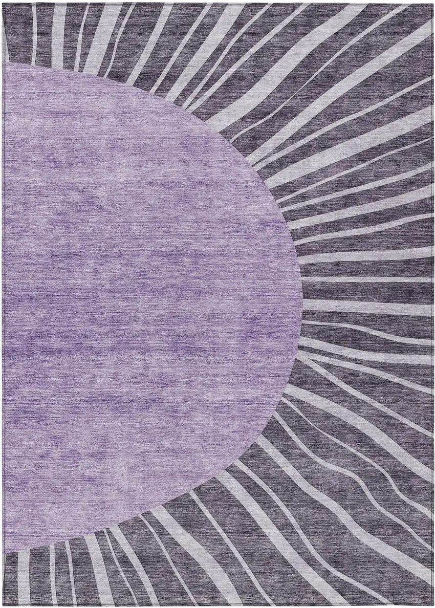 Purple Eggplant And Lavender Abstract Washable Indoor Outdoor Area Rug Photo 2