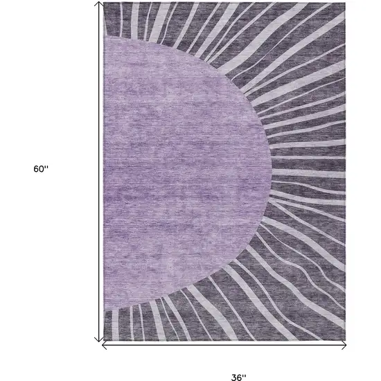 Purple Eggplant And Lavender Abstract Washable Indoor Outdoor Area Rug Photo 3