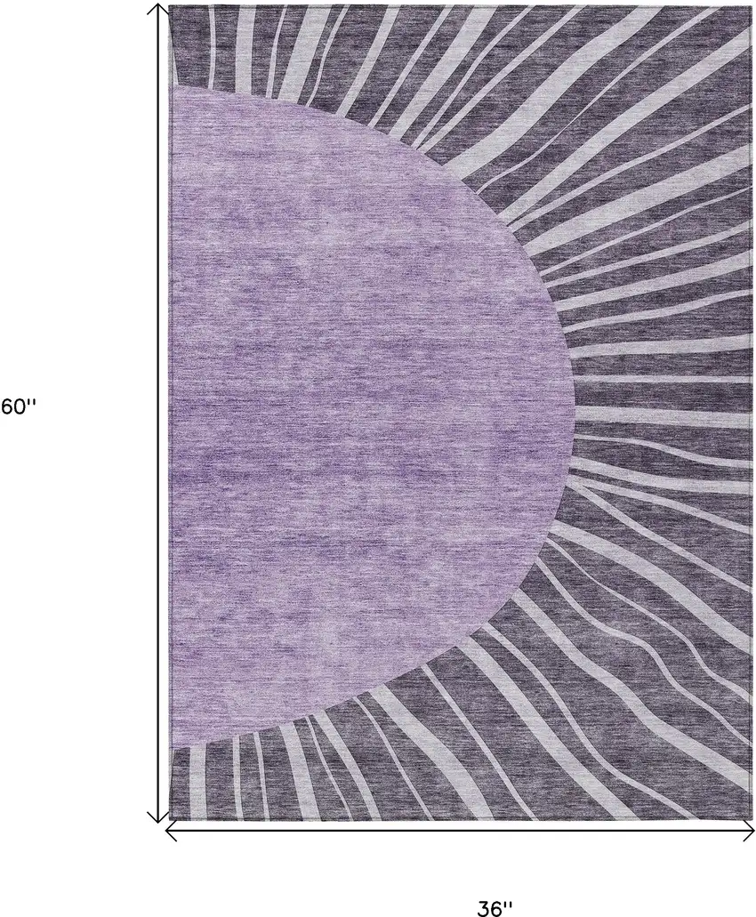 Purple Eggplant And Lavender Abstract Washable Indoor Outdoor Area Rug Photo 3