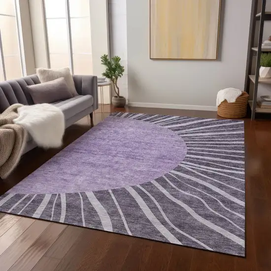 Purple Eggplant And Lavender Abstract Washable Indoor Outdoor Area Rug Photo 9