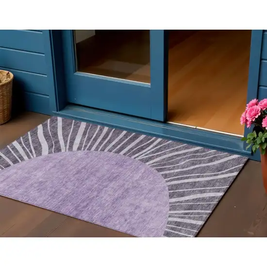 Purple Eggplant And Lavender Abstract Washable Indoor Outdoor Area Rug Photo 1