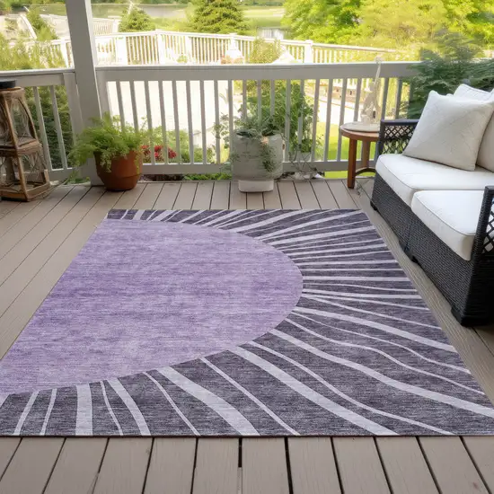 Purple Eggplant And Lavender Abstract Washable Indoor Outdoor Area Rug Photo 8