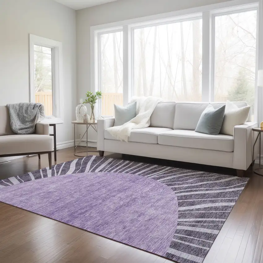 Purple Eggplant And Lavender Abstract Washable Indoor Outdoor Area Rug Photo 9