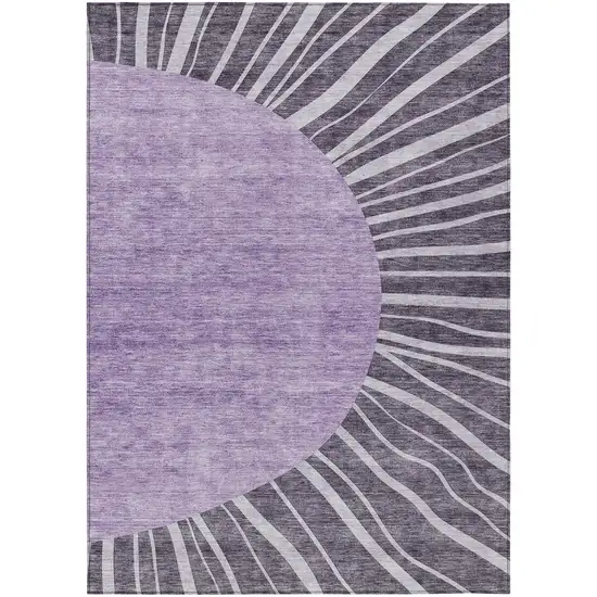 Purple Eggplant And Lavender Abstract Washable Indoor Outdoor Area Rug Photo 2