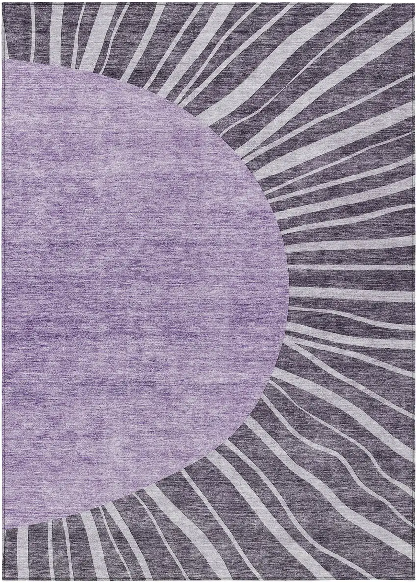 Purple Eggplant And Lavender Abstract Washable Indoor Outdoor Area Rug Photo 2