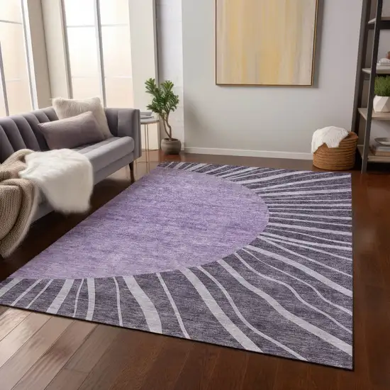 Purple Eggplant And Lavender Abstract Washable Indoor Outdoor Area Rug Photo 9