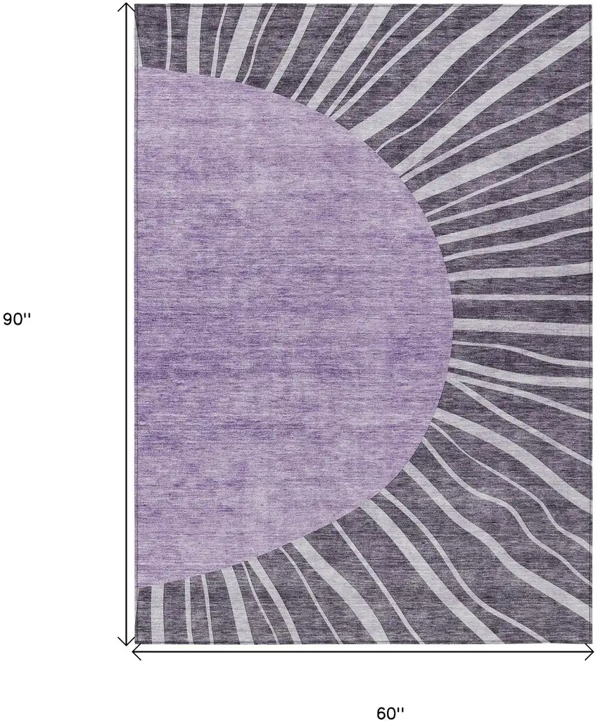 Purple Eggplant And Lavender Abstract Washable Indoor Outdoor Area Rug Photo 3