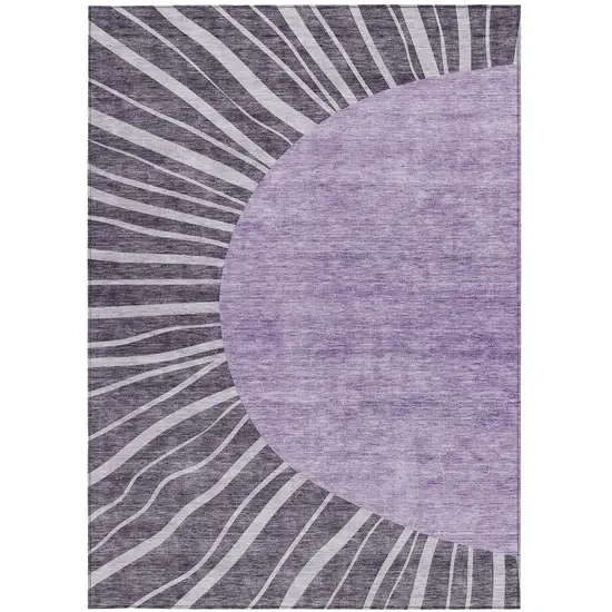 Purple Eggplant And Lavender Abstract Washable Indoor Outdoor Area Rug Photo 7