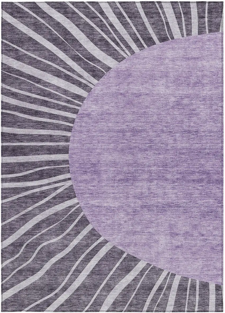 Purple Eggplant And Lavender Abstract Washable Indoor Outdoor Area Rug Photo 7
