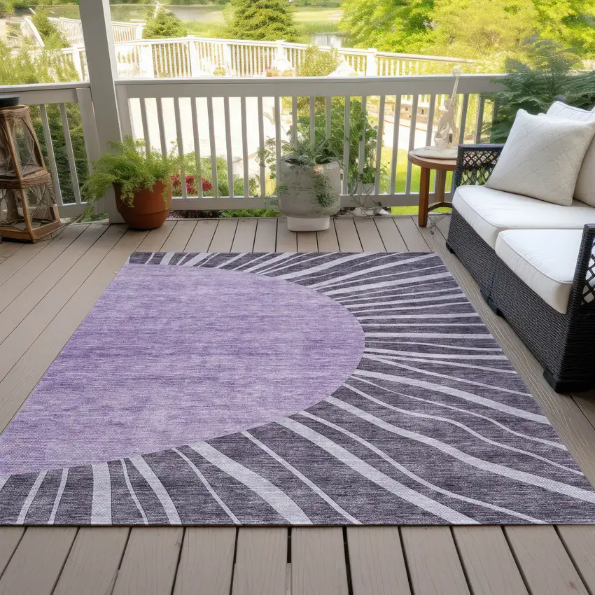 Purple Eggplant And Lavender Abstract Washable Indoor Outdoor Area Rug Photo 7