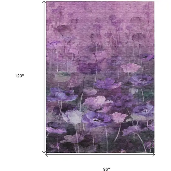 Purple Eggplant And Lavender Floral Washable Indoor Outdoor Area Rug Photo 3