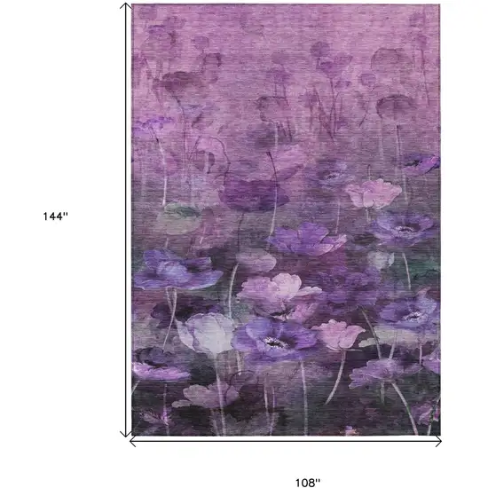 Purple Eggplant And Lavender Floral Washable Indoor Outdoor Area Rug Photo 3