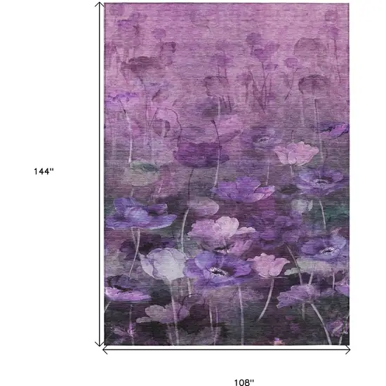 Purple Eggplant And Lavender Floral Washable Indoor Outdoor Area Rug Photo 3