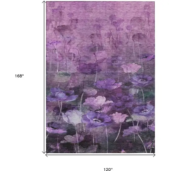 Purple Eggplant And Lavender Floral Washable Indoor Outdoor Area Rug Photo 3