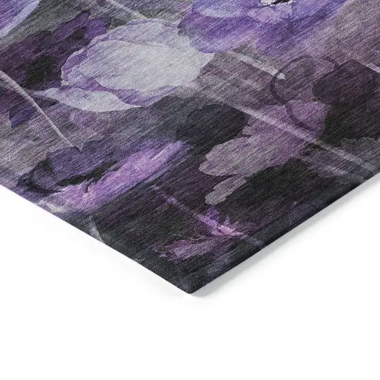 Purple Eggplant And Lavender Floral Washable Indoor Outdoor Area Rug Photo 4