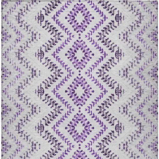 Purple Eggplant And Lavender Geometric Washable Indoor Outdoor Area Rug Photo 7