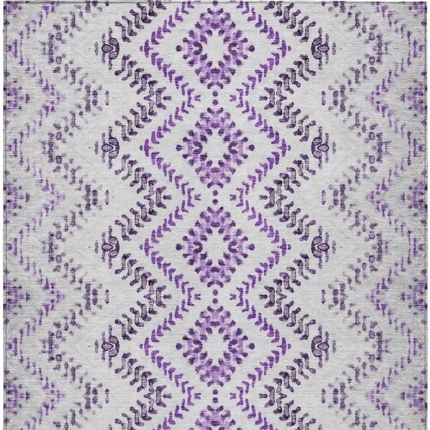 Purple Eggplant And Lavender Geometric Washable Indoor Outdoor Area Rug Photo 7