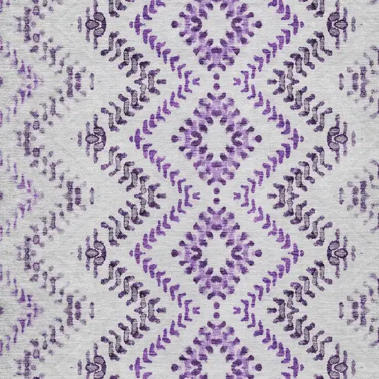 Purple Eggplant And Lavender Geometric Washable Indoor Outdoor Area Rug Photo 6