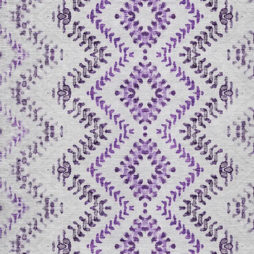 Purple Eggplant And Lavender Geometric Washable Indoor Outdoor Area Rug Photo 6