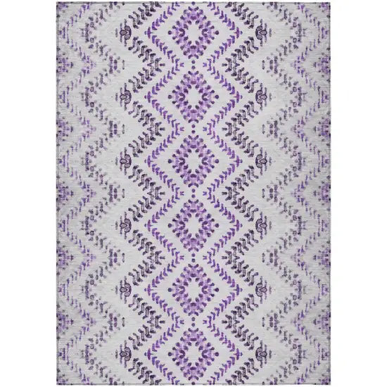 Purple Eggplant And Lavender Geometric Washable Indoor Outdoor Area Rug Photo 2