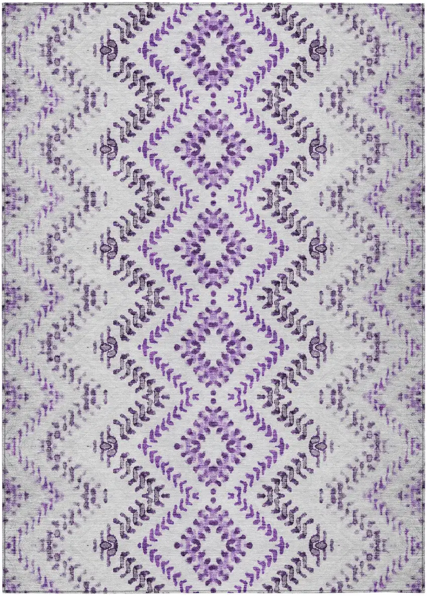Purple Eggplant And Lavender Geometric Washable Indoor Outdoor Area Rug Photo 2
