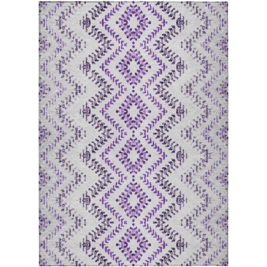 Purple Eggplant And Lavender Geometric Washable Indoor Outdoor Area Rug Photo 2