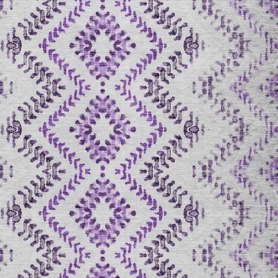 Purple Eggplant And Lavender Geometric Washable Indoor Outdoor Area Rug Photo 5