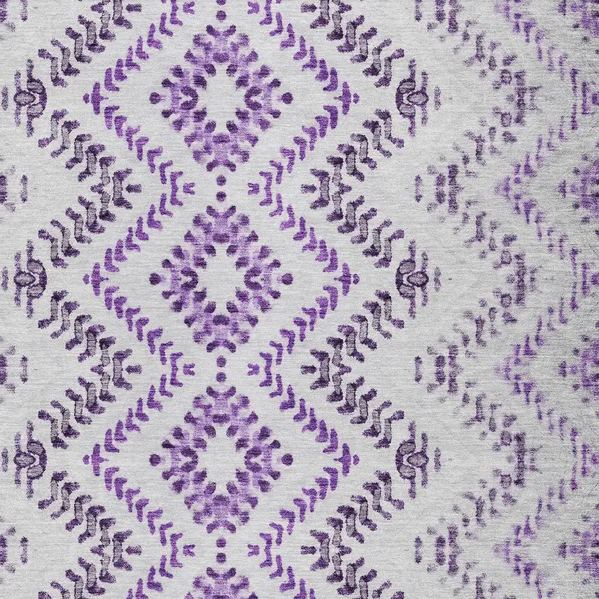 Purple Eggplant And Lavender Geometric Washable Indoor Outdoor Area Rug Photo 5