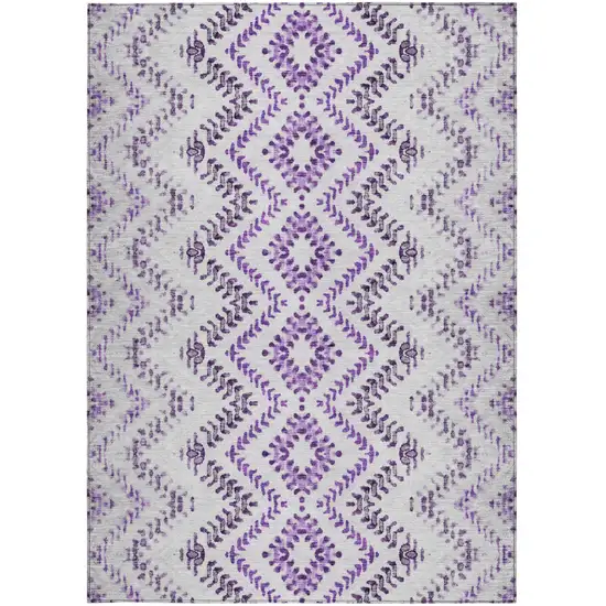 Purple Eggplant And Lavender Geometric Washable Indoor Outdoor Area Rug Photo 5
