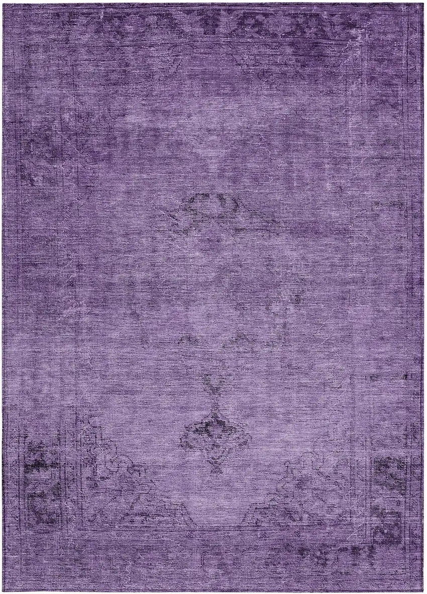 Purple Eggplant And Lavender Oriental Washable Indoor Outdoor Area Rug Photo 6
