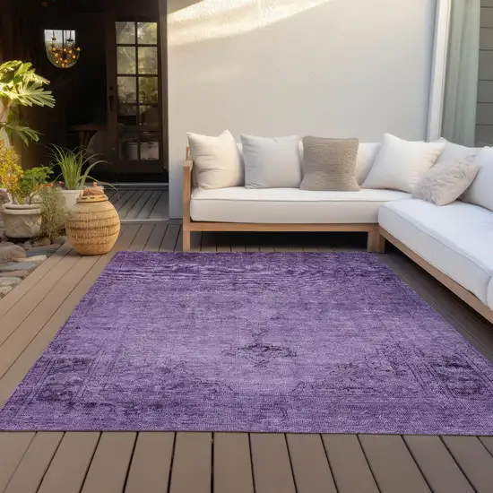 Purple Eggplant And Lavender Oriental Washable Indoor Outdoor Area Rug Photo 7