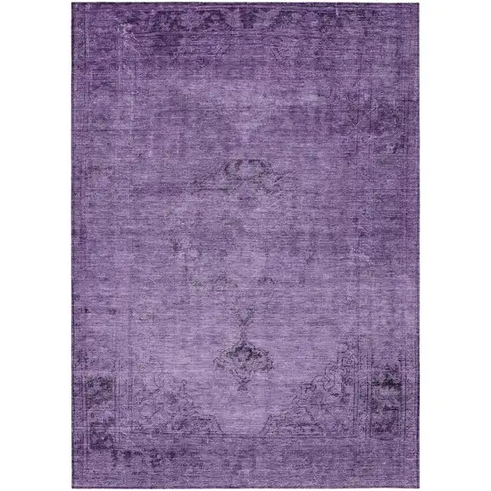 Purple Eggplant And Lavender Oriental Washable Indoor Outdoor Area Rug Photo 2