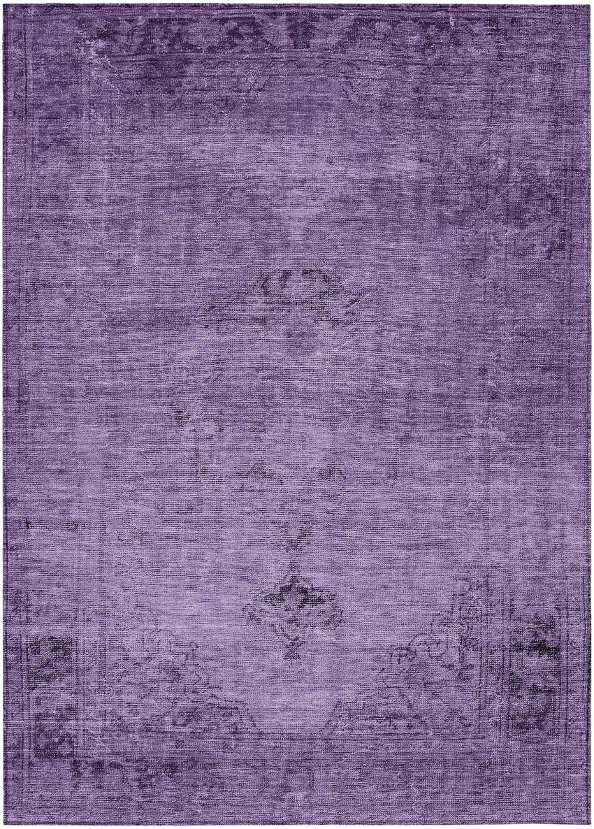 Purple Eggplant And Lavender Oriental Washable Indoor Outdoor Area Rug Photo 2