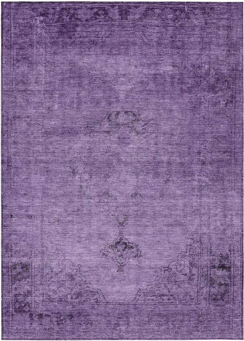 Purple Eggplant And Lavender Oriental Washable Indoor Outdoor Area Rug Photo 2